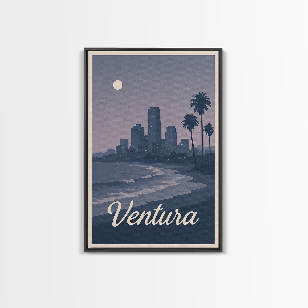Ventura Travel Poster, Framed Canvas Print, Classic Travel Poster Art, Ventura City Art, Vintage Travel Art, Vintage Travel Print