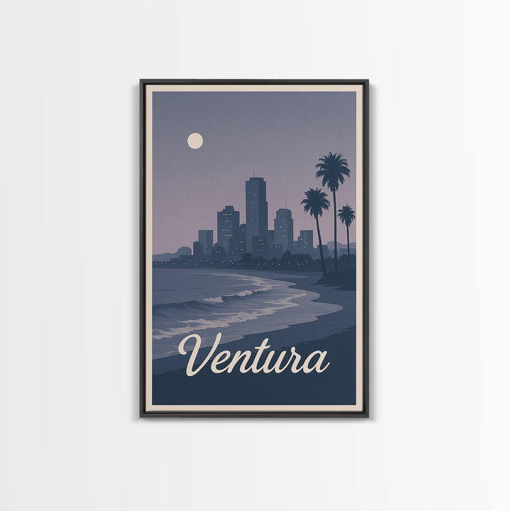 Ventura Travel Poster, Framed Canvas Print, Classic Travel Poster Art, Ventura City Art, Vintage Travel Art, Vintage Travel Print