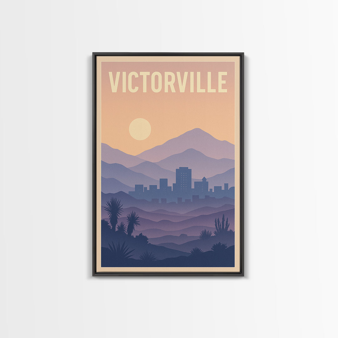 Victorville California Travel Poster, Canvas Print, Mid Century City Wall Art, Victorville Travel Art, Travel Poster Art, Watercolor Skyline