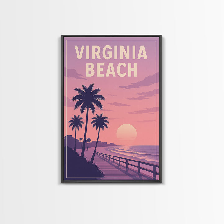 Virginia Beach Virginia Travel Poster, Canvas Print, Classic Travel Poster Art, Virginia Beach City Art, City Illustration, Fine Art Print
