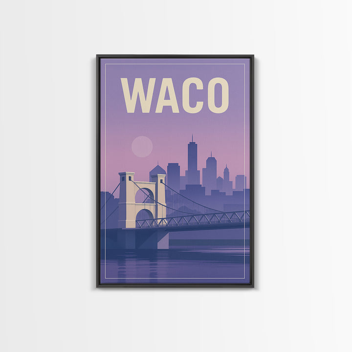 Waco Texas Travel Poster, Canvas Print, Mid Century City Wall Art, Waco City Art, Travel Wall Art, Gift For Travelers, Travel Art Print
