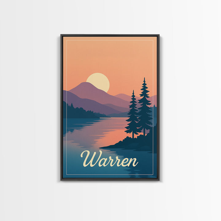 Warren Michigan Travel Poster, Framed Canvas Print, Mid Century City Wall Art, Warren City Art, Mid Century Wall Art, Vintage Travel Print