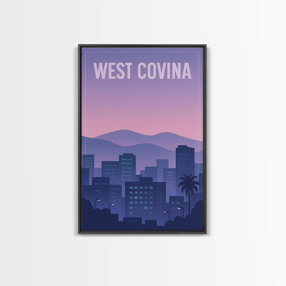 West Covina California Travel Poster, Canvas Print, Vintage Poster Art, West Covina Travel Art, City Illustration, Vintage City Poster