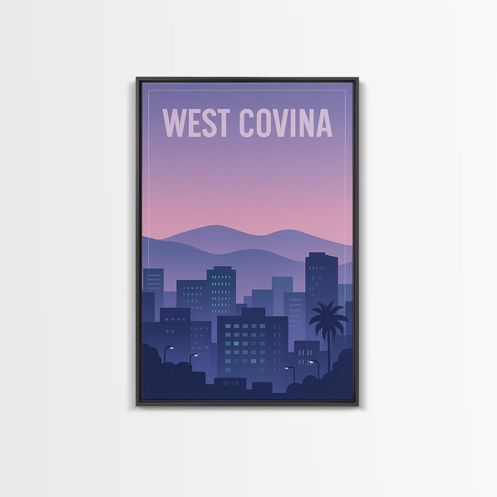 West Covina California Travel Poster, Canvas Print, Vintage Poster Art, West Covina Travel Art, City Illustration, Vintage City Poster