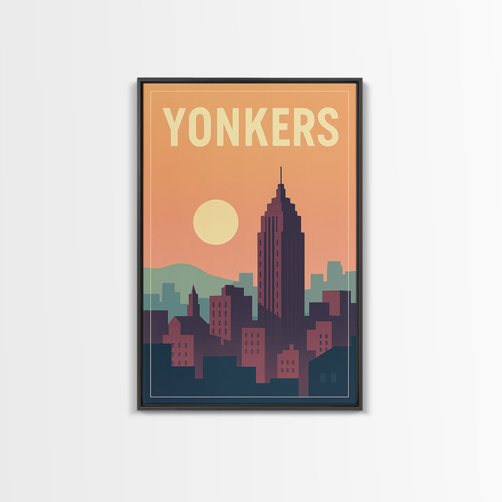 Yonkers Travel Poster, Framed Canvas Print, Mid Century City Wall Art, Yonkers Poster Print, Travel Wall Decor, Wanderlust Decor