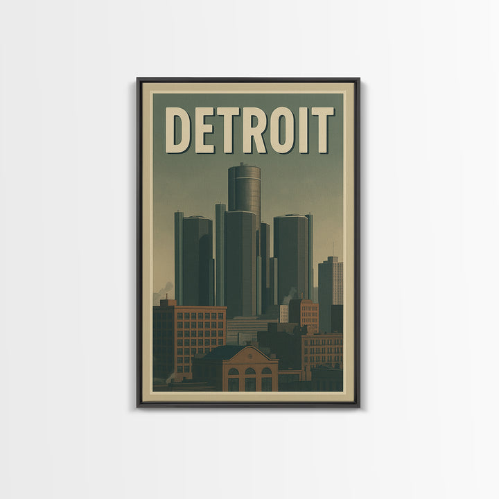 Detroit Travel Poster, Canvas Print, Retro City Wall Art, Detroit Poster Print, Mid Century Wall Art, Gift For Travelers, Travel Wall Decor
