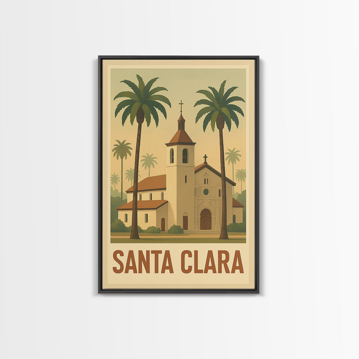 Santa Clara Travel Poster, Framed Canvas Print, Classic Retro Poster Art, Santa Clara Travel Art, Living Room Wall Art, Vintage Travel Art