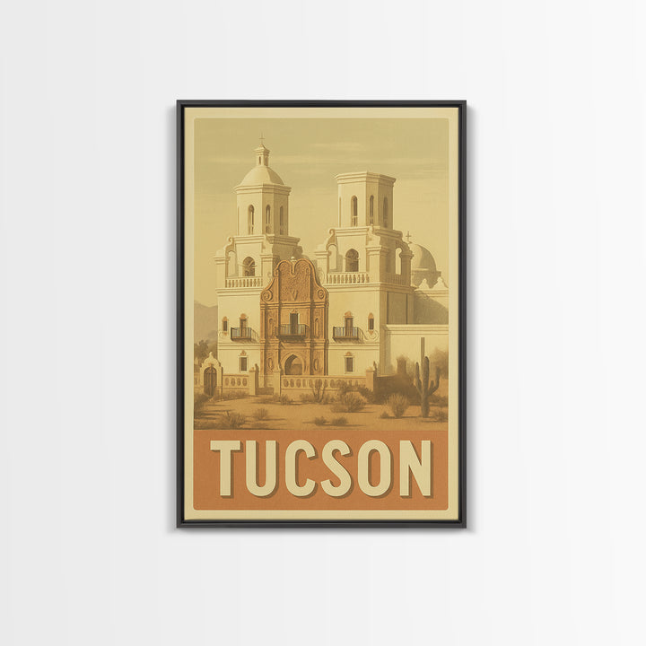 Tucson Arizona Travel Poster, Canvas Print, Vintage Theatre Style Art, Tucson Wall Art, City Illustration, Mid Century Wall Art, Travel Art