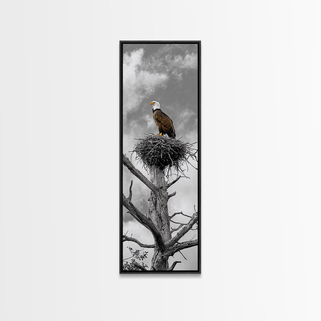 Majestic Eagle Wall Art Framed Canvas Print | Rustic Decor | Wildlife Nature Painting | Above Couch Art | Moody Art | Gift Idea