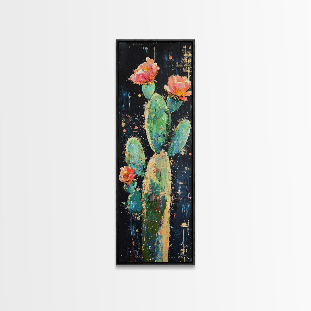 Blooming Cactus Canvas Print pink orange wall art southwest wall art agave painting boho art botanical prints