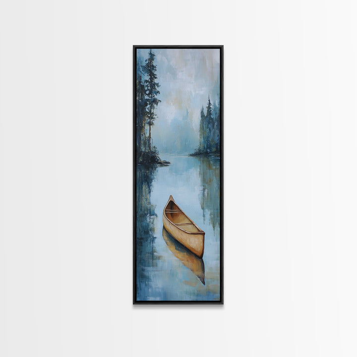 Canoe Painting Framed Canvas Print Lake Tahoe Art Nautical Wall Art Coastal Decor Rustic Art Above Sofa Art Extra Wide Art