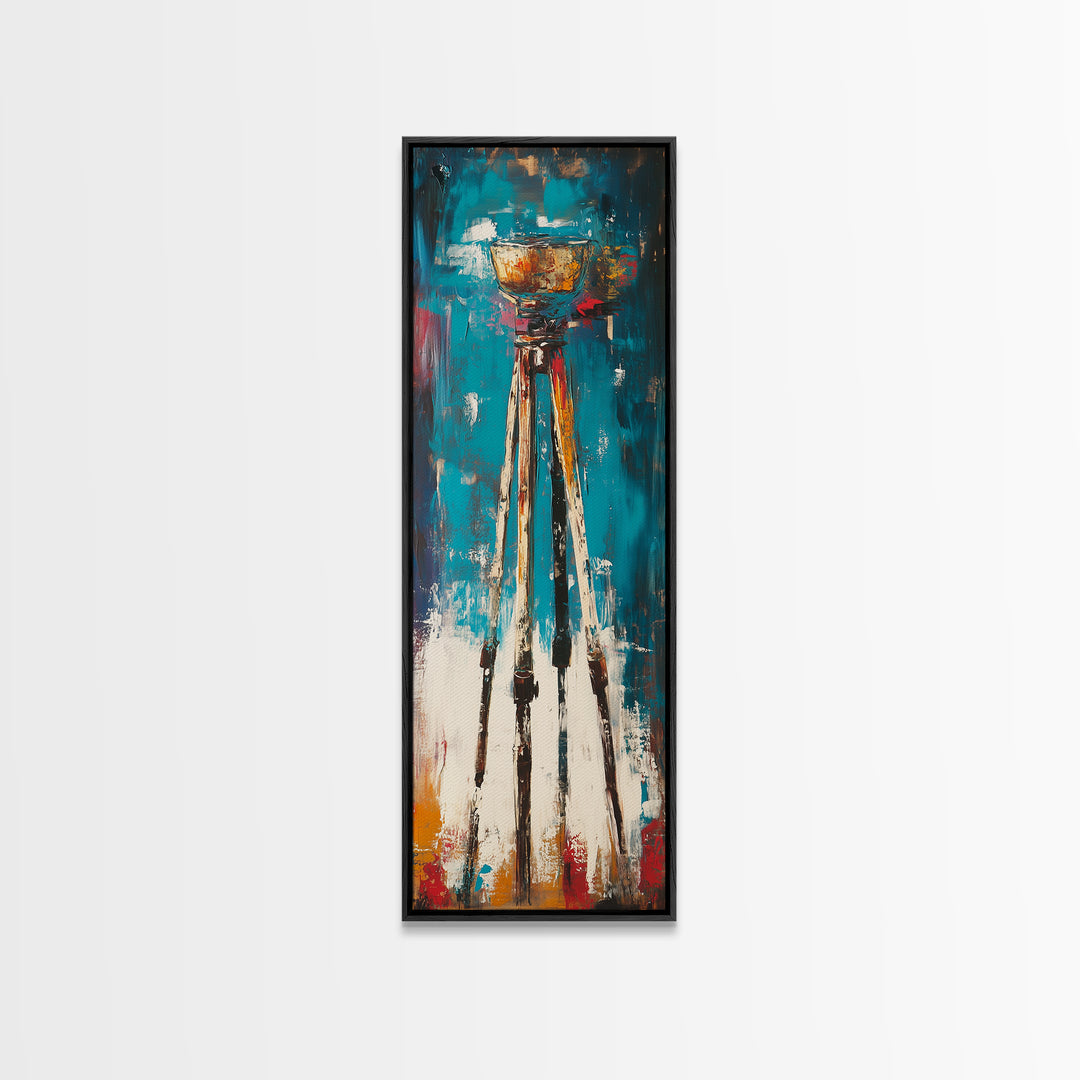 Abstract Tripod Art Framed Canvas Print, Moody Art, Geometric Wall Art, Wabi Sabi Art, Coastal Landscape Art, Extra Wide Art