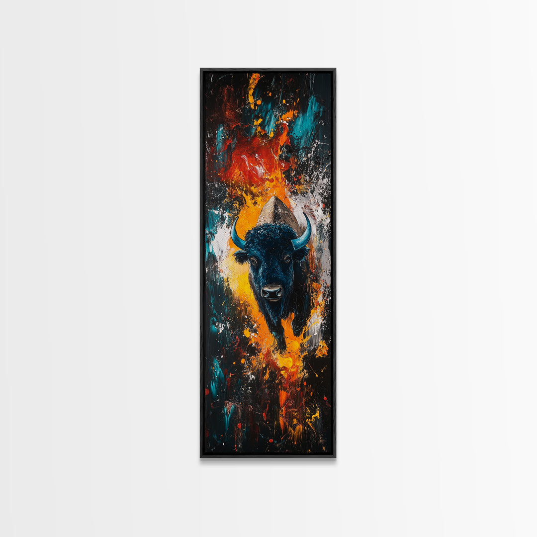 Abstract Bison Canvas Print Southwest Wall Art Rustic Decor Tall Narrow Art Living Room Art Vertical Wall Art Gift Idea Him