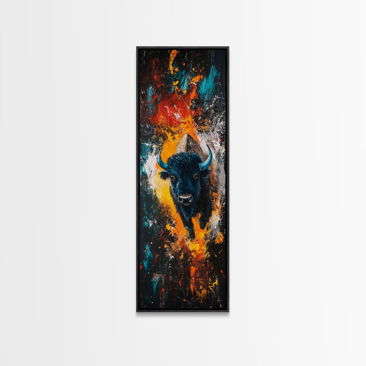 Abstract Bison Canvas Print Southwest Wall Art Rustic Decor Tall Narrow Art Living Room Art Vertical Wall Art Gift Idea Him
