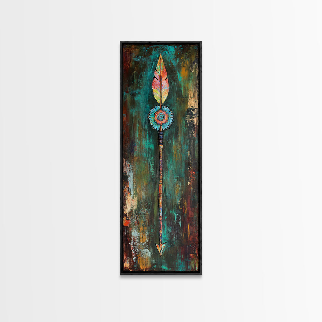 Tribal Arrow Art Canvas Print Southwest Wall Art Boho Decor Tall Narrow Art Rustic Wall Art Above Bed Wall Art