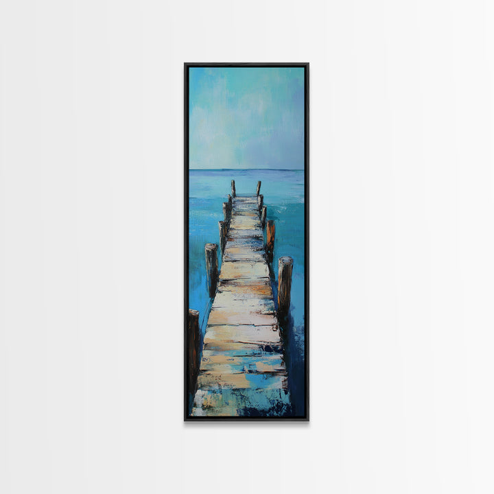 Coastal Dock Painting Framed Canvas Print coastal painting nautical wall art coastal decor seascape painting rustic wall art bedroom art