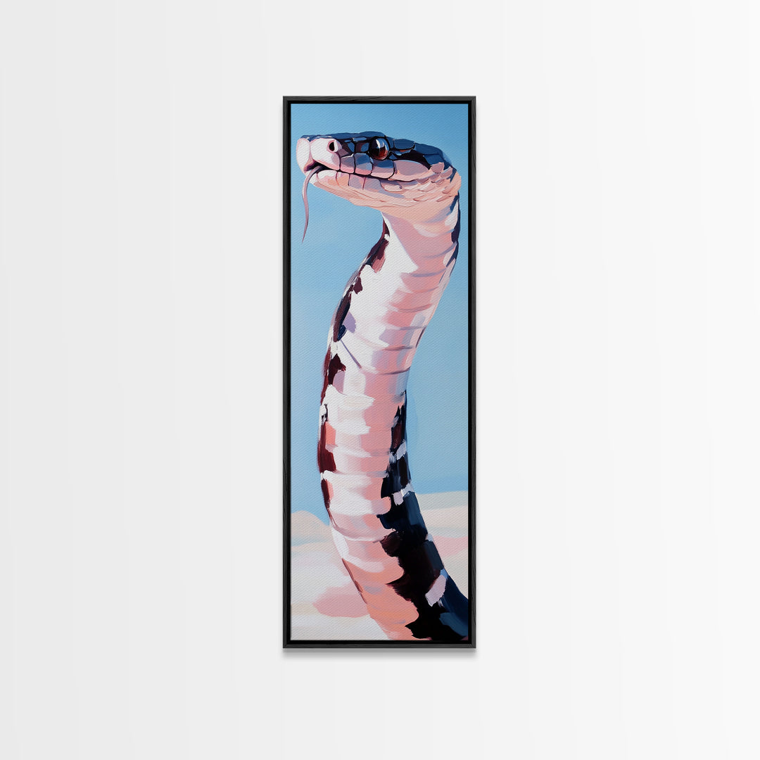 Black and White Snake Pink Canvas Print,  Moody Art, Minimalist Art, Vertical Wall Art, Rustic Decor, Gift Idea Him