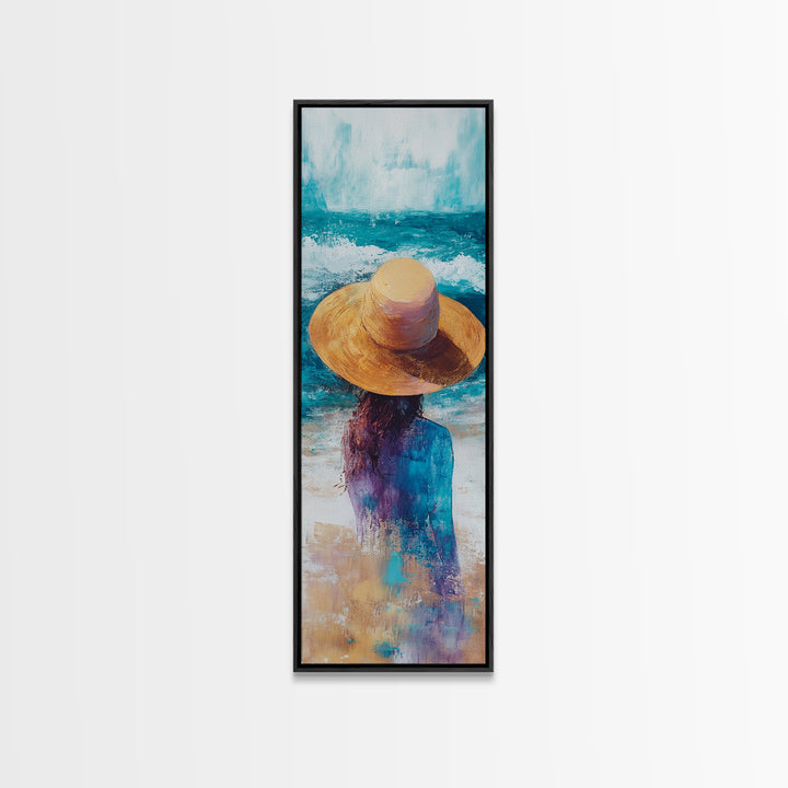 Ocean Breeze Coastal Cowgirl Wall Art Framed Canvas Print Coastal Decor Boho Art Nautical Painting Guest Room Art