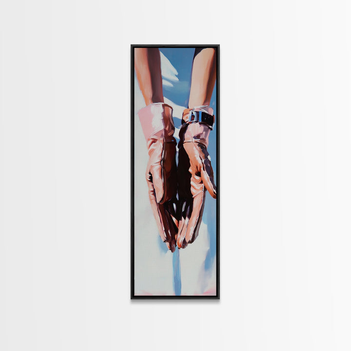 Minimalist Gloves Art Canvas Print light pink wall art fashion-inspired painting modern aesthetic bedroom art unique gift idea