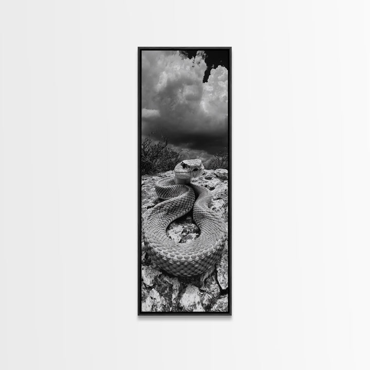 Rattlesnake Desert Art, Framed Canvas Print, southwest wall art, rustic decor, moody art, wildlife photography, cowboy aesthetic, gift idea