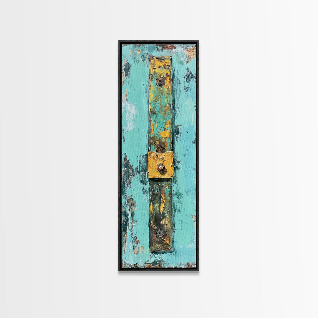 Textured Rustic Art, Canvas Print, Wabi Sabi Wall Art, Teal Wall Art, Abstract Minimalist Art, Tall Narrow Art, Farmhouse Decor