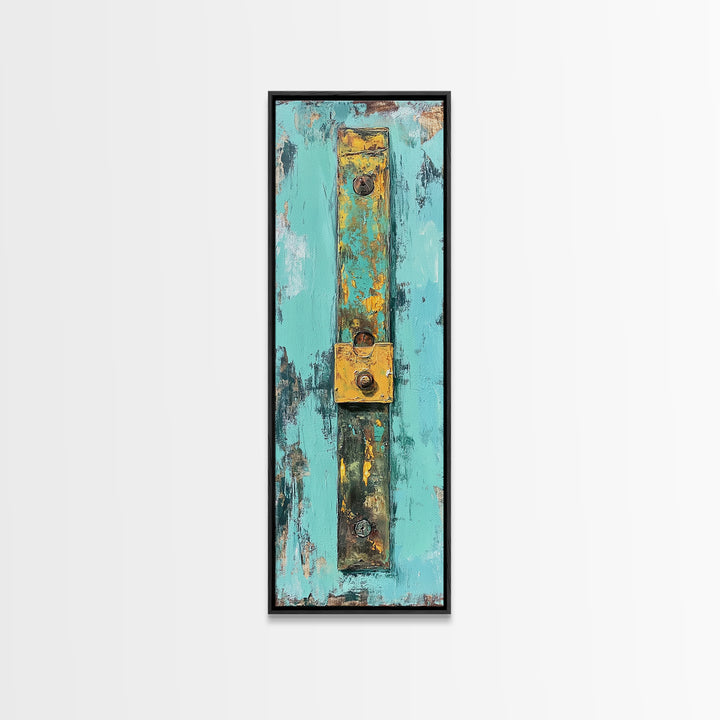 Textured Rustic Art, Canvas Print, Wabi Sabi Wall Art, Teal Wall Art, Abstract Minimalist Art, Tall Narrow Art, Farmhouse Decor