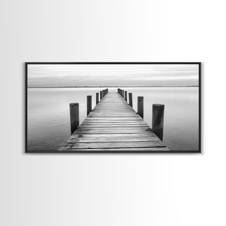 Dock, Nautical Wall Art, Extra Wide Art, Coastal Decor, Moody Art, Minimalist Art, Above Bed Wall Art, Framed Canvas Print