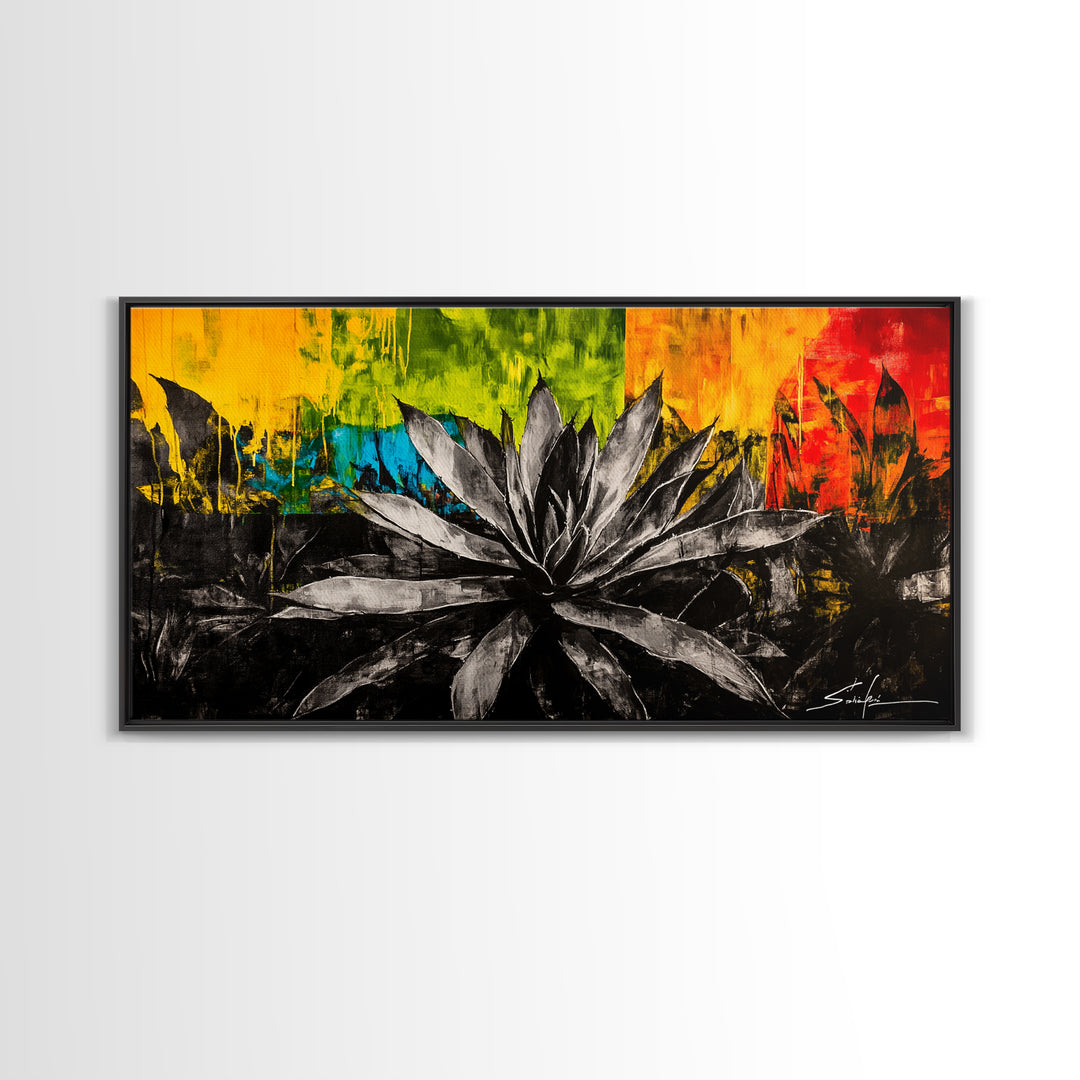 Agave Plant, southwest wall art, botanical prints, desert painting, abstract painting, extra wide art, framed canvas print, boho art