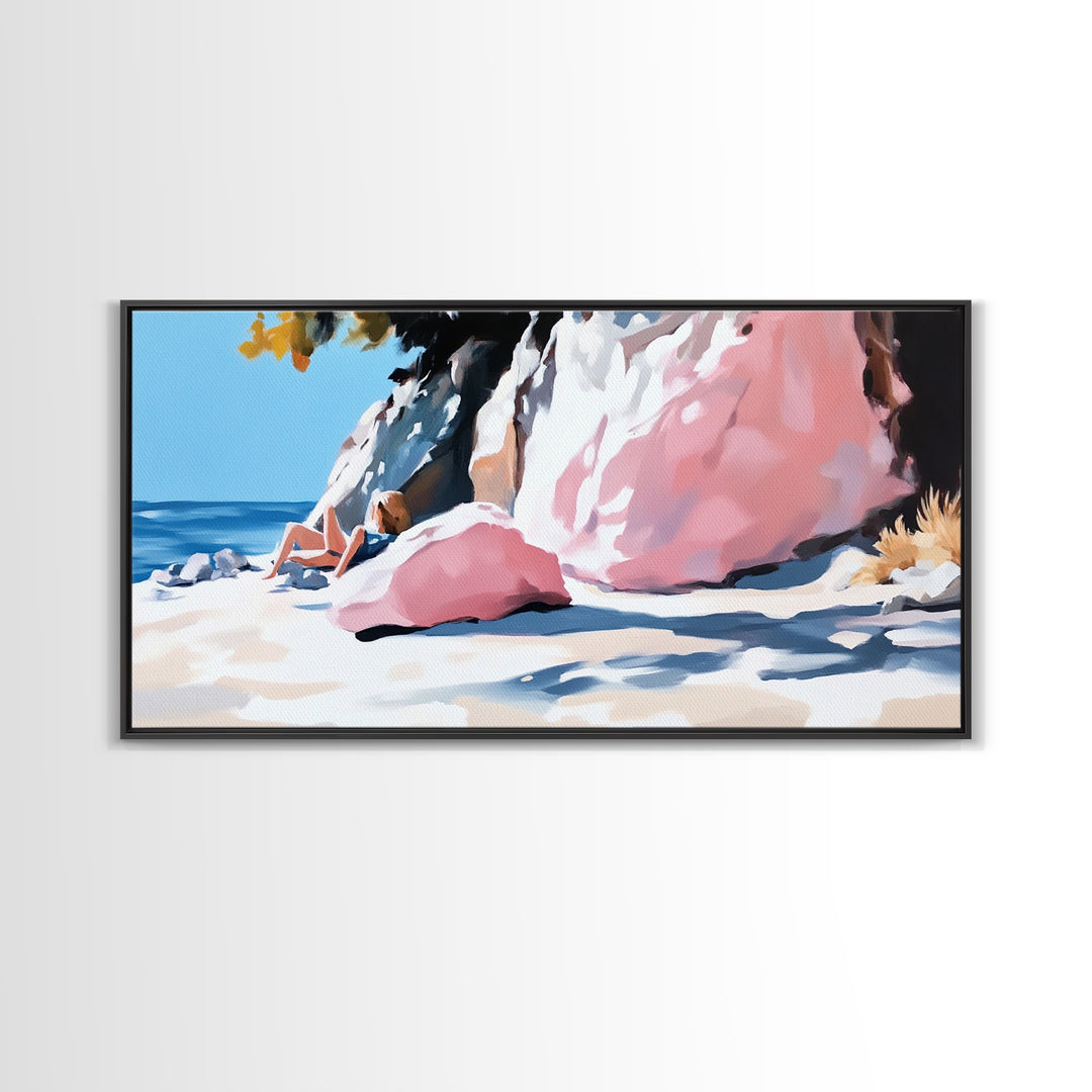Coastal Landscape Art, Nautical Painting, Beach House Art, Panoramic Art, Seascape Painting, Canvas Print, Minimalist Art, Horizontal Wall Art