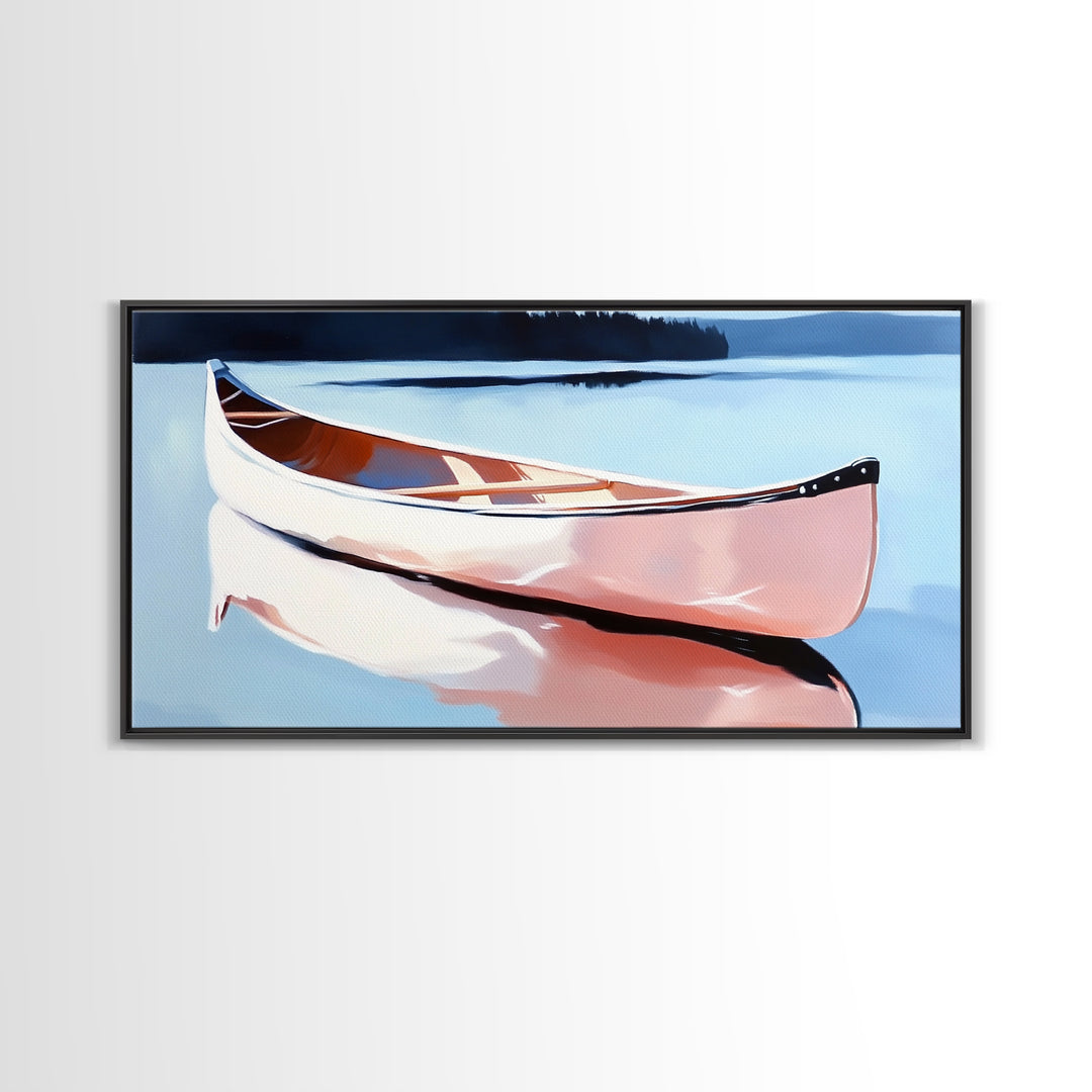 Canoe Lake, nautical wall art, rustic decor, lake Tahoe art, coastal landscape art, panoramic painting, canvas print