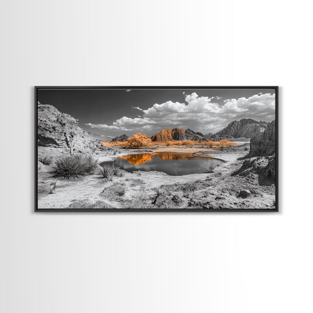Desert Oasis Reflection Canvas Print Joshua Tree Art Southwest Wall Art Panoramic Art Above Sofa Art Gift Idea Rustic Wall Art