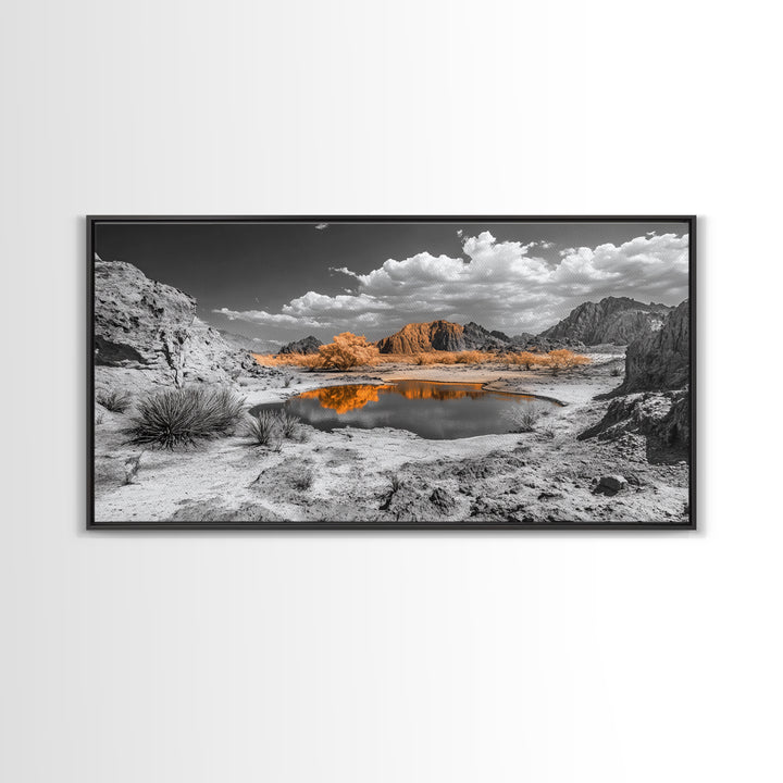 Desert Oasis Reflection Canvas Print Joshua Tree Art Southwest Wall Art Panoramic Art Above Sofa Art Gift Idea Rustic Wall Art