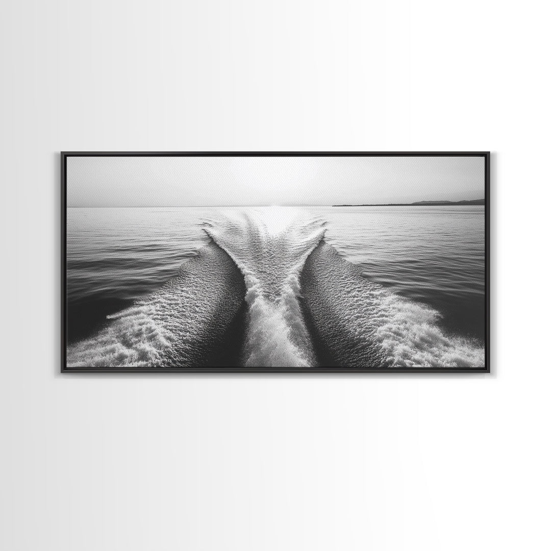 Nautical painting, ocean waves, coastal decor, seascape painting, panoramic art, extra wide art, framed canvas print