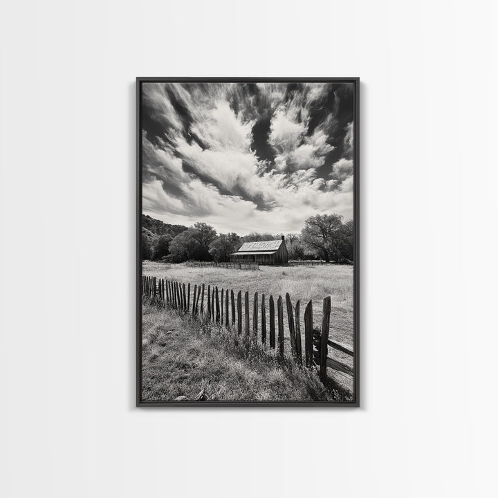 Abandoned Cabin, rustic wall art, farmhouse decor, moody art, countryside painting, wabi sabi art, framed canvas print, vintage wall decor
