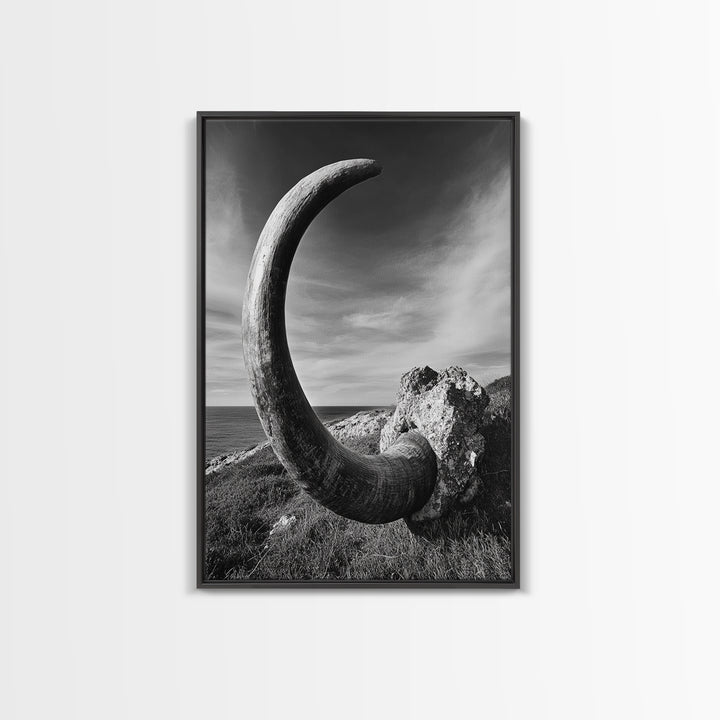 Ancient Horn, ozymandias art, rustic wall art, moody decor, nature landscape art, wabi sabi art, framed canvas print, farmhouse decor