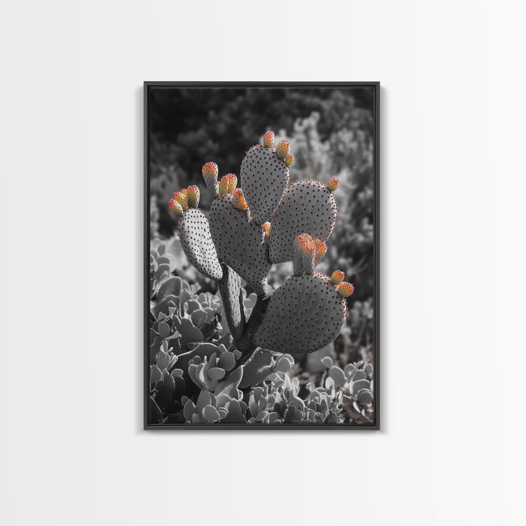 Desert cactus, southwest wall art, Joshua tree art, framed canvas print, botanical prints, rustic boho decor, floral desert painting