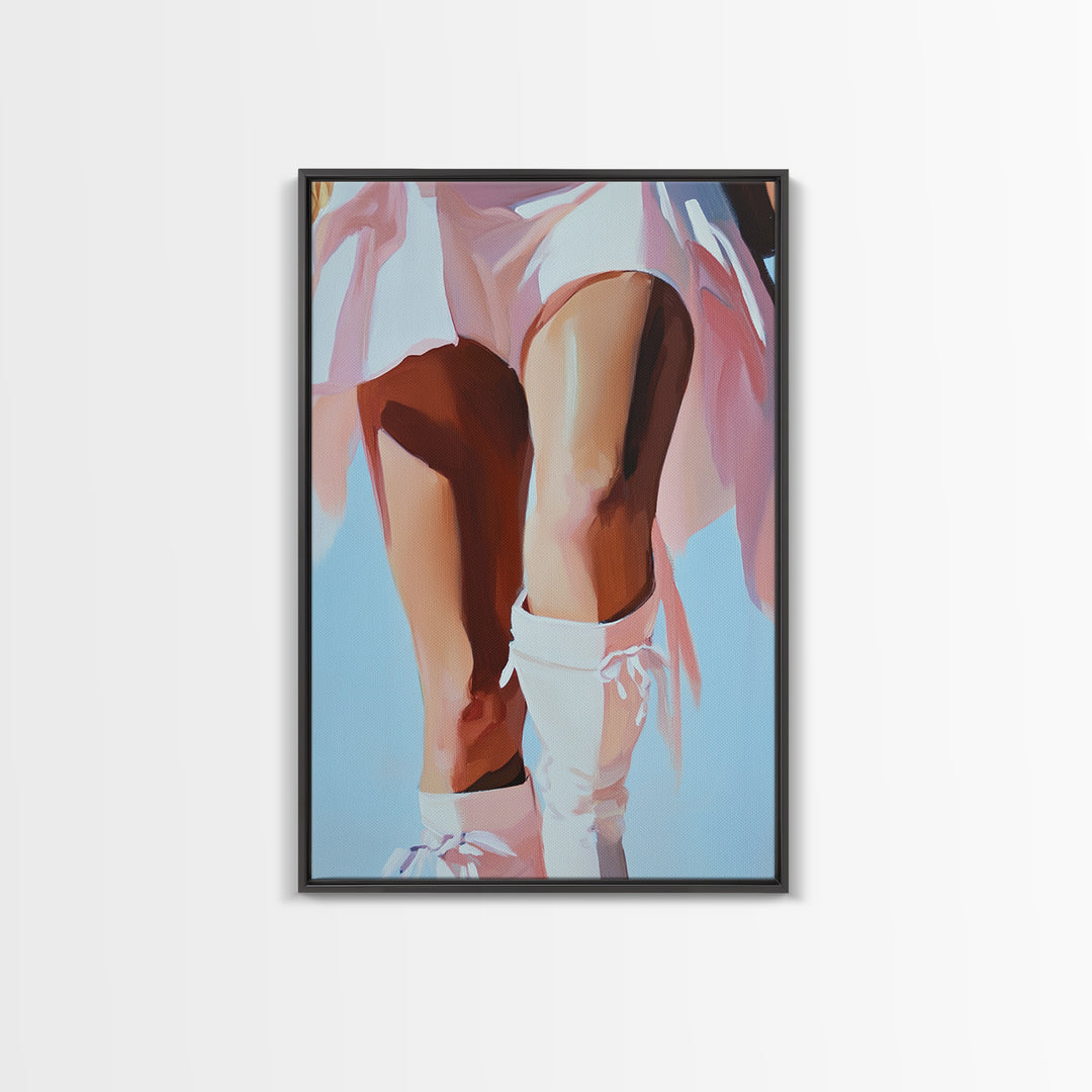 Cowgirl Boots, black cowgirl painting, coastal cowgirl wall art, rustic decor, light pink wall art, western aesthetic, Framed Canvas Print