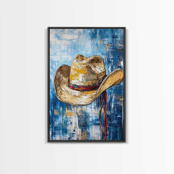 Cowboy Hat, Western Decor, Rustic Wall Art, Coastal Cowgirl Wall Art, Canvas Print, Gift Idea For Him, Farmhouse Art, Bedroom Art