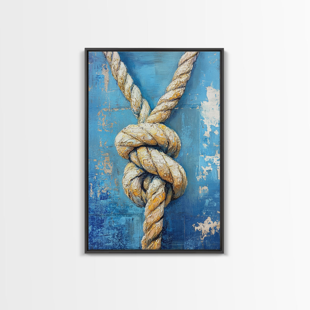 Nautical Knot, Coastal Wall Art, Framed Canvas Print, nautical decor, rustic art, textured painting, nautical painting, coastal cowgirl wall art