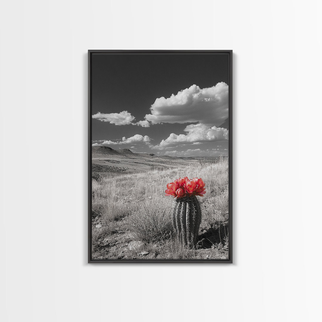 Cactus Bloom, Wildflower Painting, Botanical Prints, Nature Art, Rustic Decor, Southwest Wall Art, Canvas Print, Living Room Art