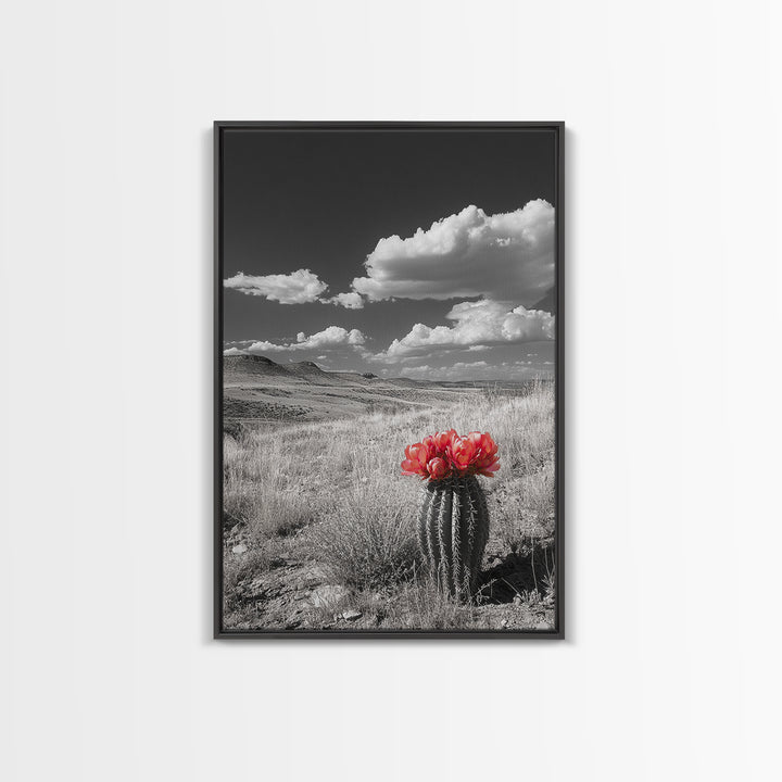 Cactus Bloom, Wildflower Painting, Botanical Prints, Nature Art, Rustic Decor, Southwest Wall Art, Canvas Print, Living Room Art