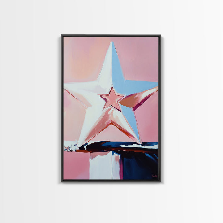 Pastel Star Painting, Light Pink Wall Art, Abstract Star Art, Whimsical Art, Matisse Wall Art, Canvas Print, Minimalist Art, Bedroom Art