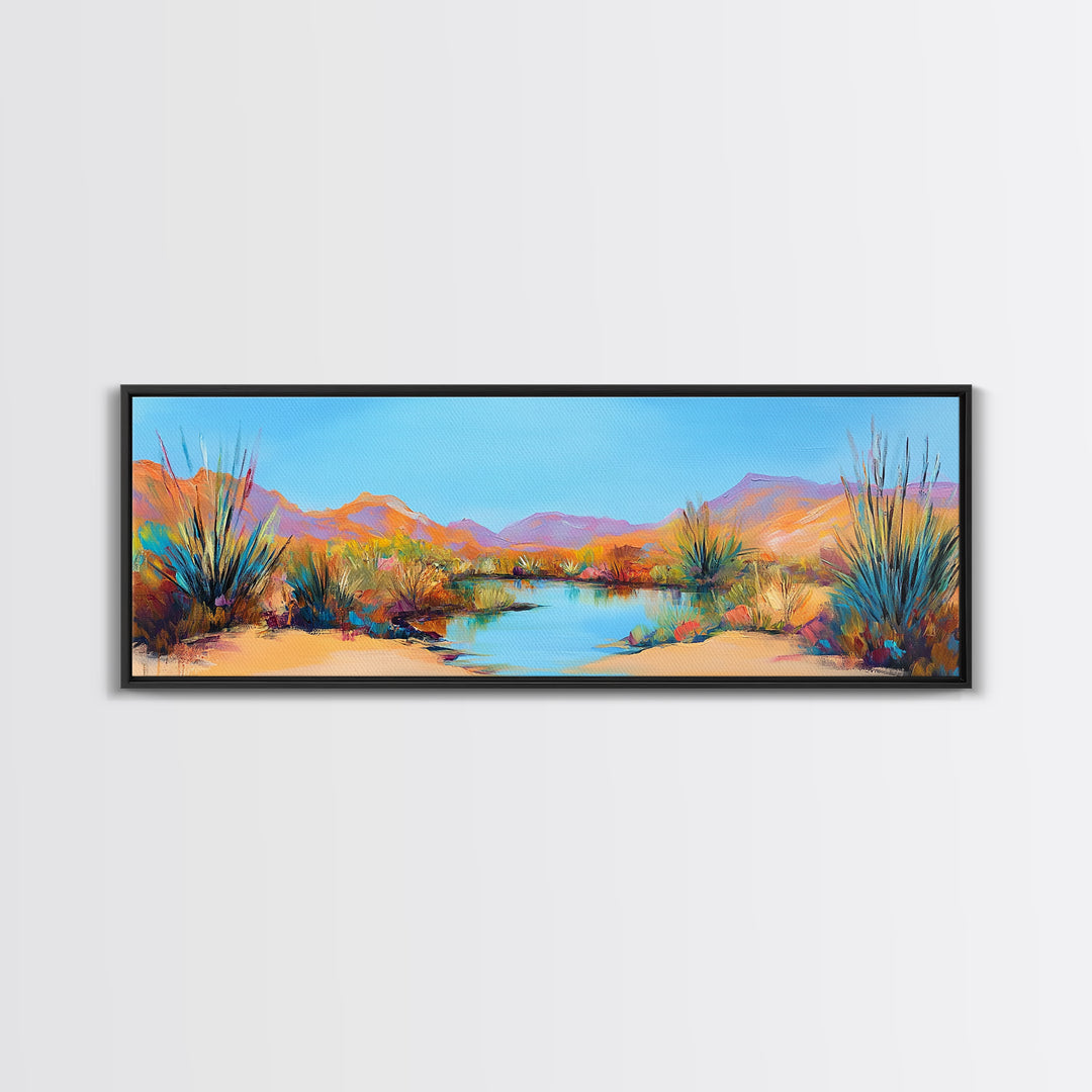 Coastal Landscape Art, Framed Canvas Print, Extra Wide Art, Lake Tahoe Art, Living Room Art, Panoramic Painting, Rustic Decor, Above Sofa Art