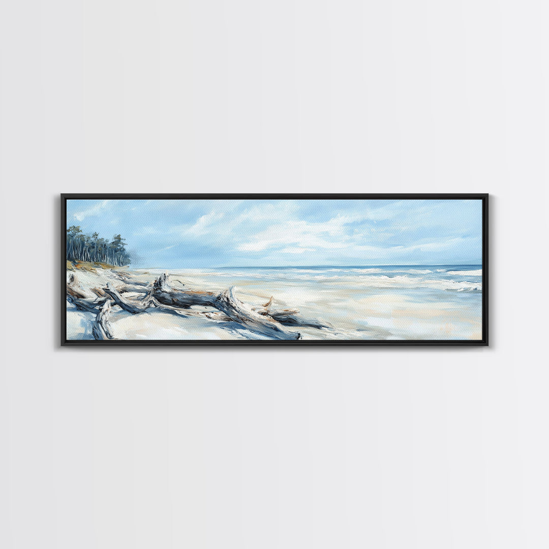 Coastal Decor, Framed Canvas Print, Nautical Painting, Seascape Painting, Rustic Wall Art, Extra Wide Art, Living Room Art, Above Couch Art