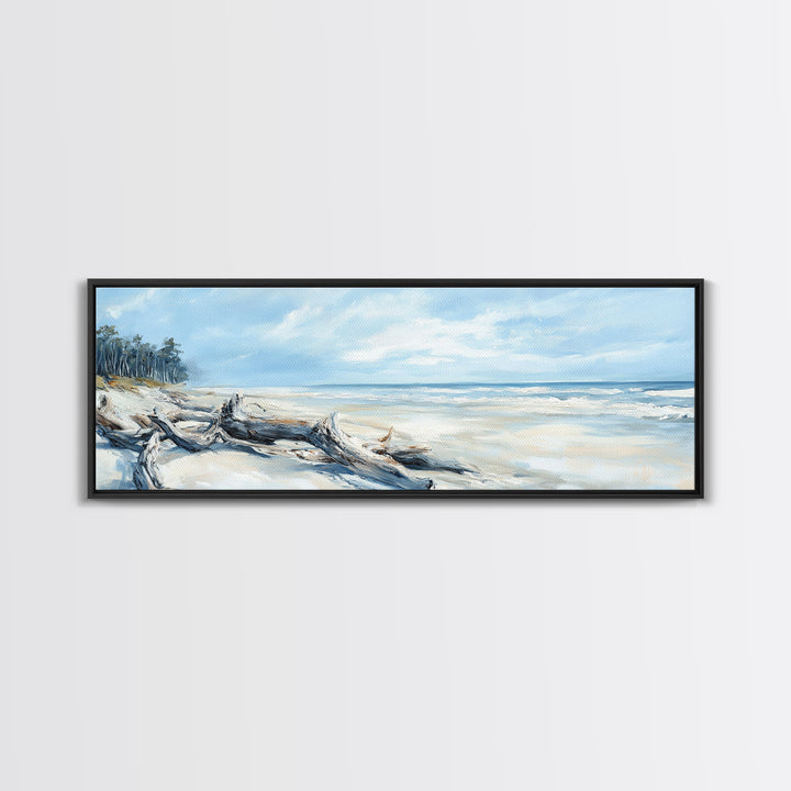 Coastal Decor, Framed Canvas Print, Nautical Painting, Seascape Painting, Rustic Wall Art, Extra Wide Art, Living Room Art, Above Couch Art