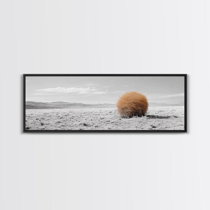 Tumbleweed, Desert Landscape, Southwest Wall Art, Minimalist Art, Extra Wide Art, Panoramic Art, Framed Canvas Print, Wabi Sabi Art