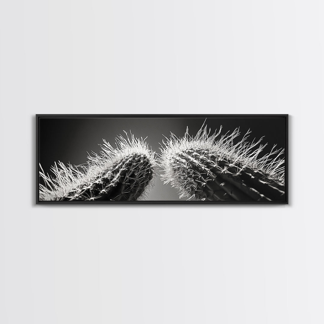 Desert Cactus, southwest wall art, moody art, Joshua tree art, extra wide wall art, nature photography, framed canvas print