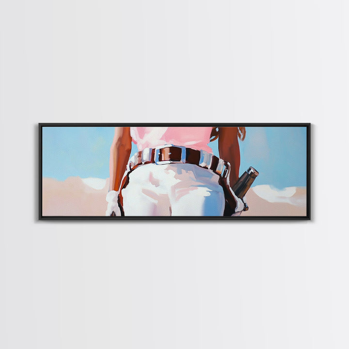 Cowgirl Painting, black cowgirl painting, western wall art, coastal cowgirl wall art, rustic decor, vibrant art, framed canvas print