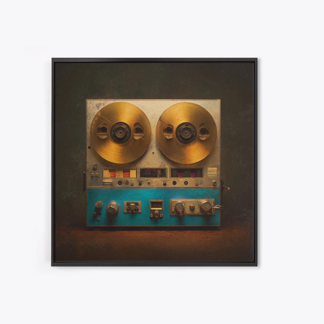 Reel to Reel Tape Machine Framed Canvas Print, Recording Studio Art, Unique Home Decor, Studio Decor, Fine Art, Analog, RSA-1x1-2