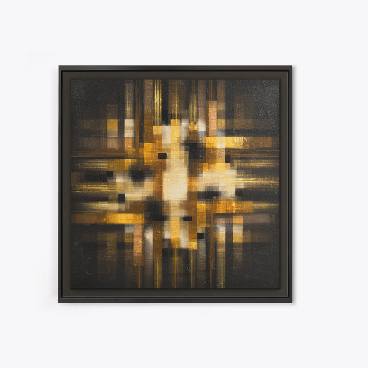 Soundwave Abstract with Black and Gold Lines Framed Canvas Print, Recording Studio Art, Music Art, Studio Decor, Analog, RSA-1x1-27